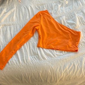 Neon one shoulder crop top